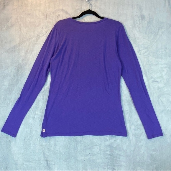 Fabletics Long Sleeve Tee Womens XXL Scoop Neck Purple Stretchy Activewear Top - Picture 2 of 11
